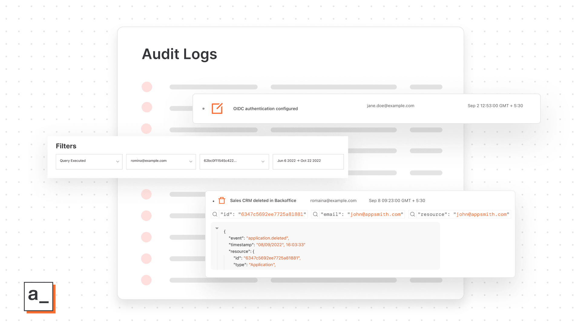 Audit logs give you a paper trail of all activity in your Appsmith apps.