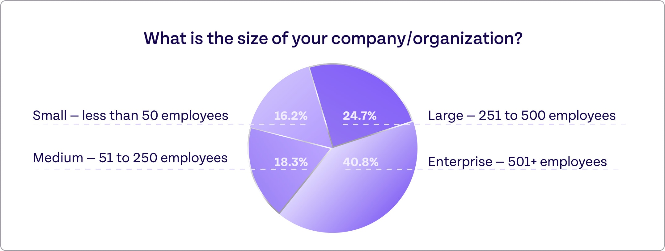Chart showing the company size breakdown of organizations that responded to Appsmith's AI use case survey