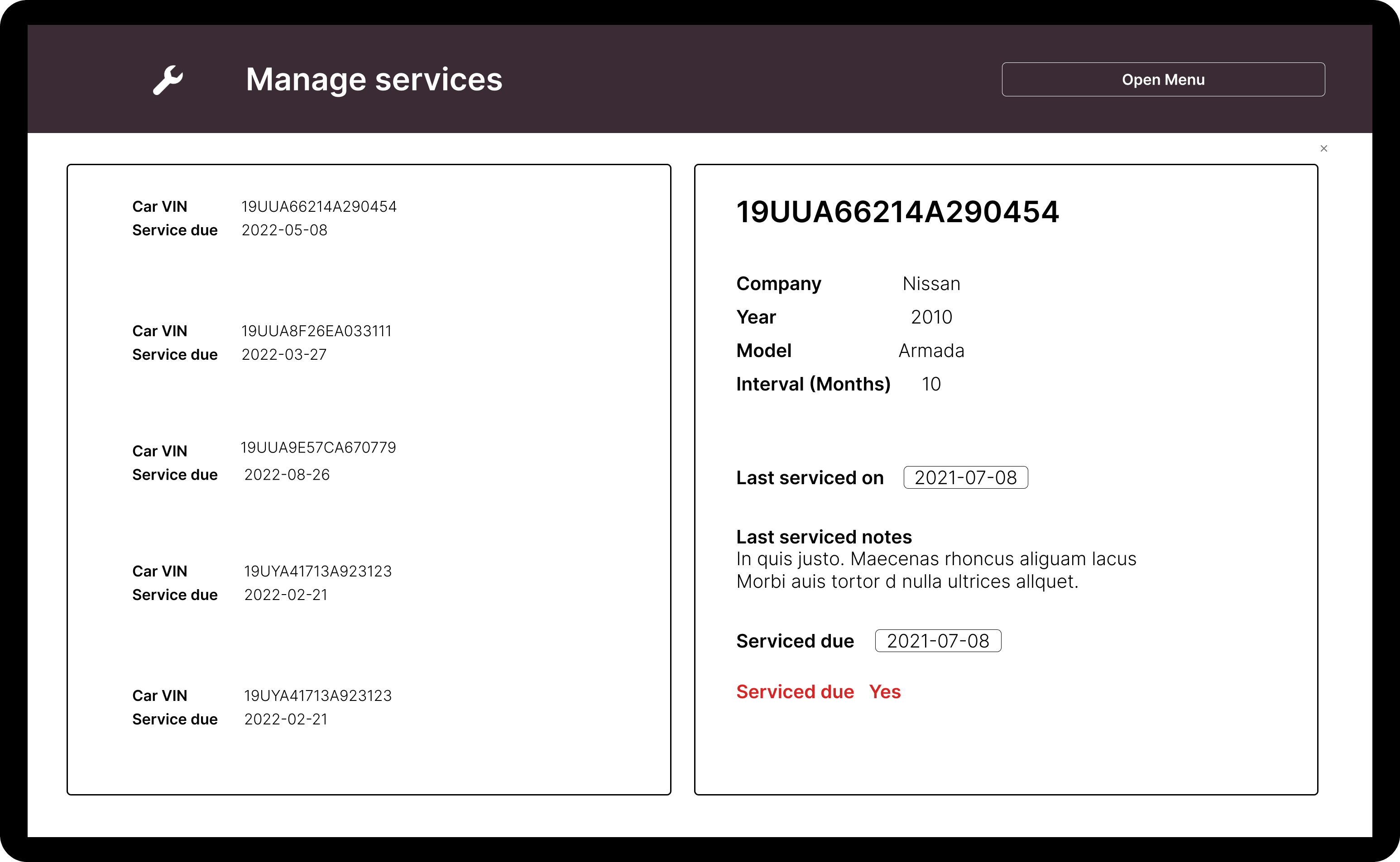 Vehicle Maintenance App