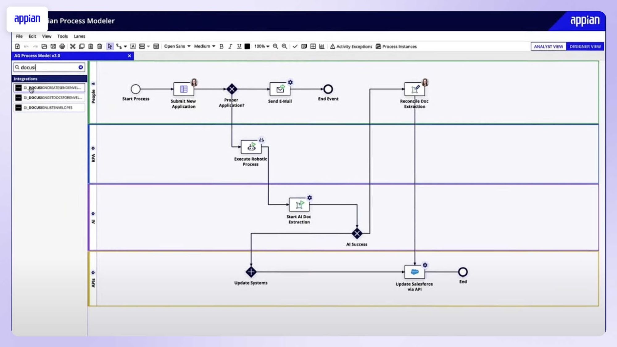 A screenshot of Appian's dashboard