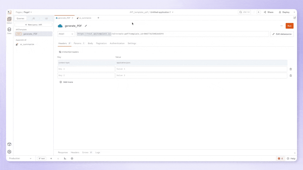 Recording showing how to drag and drop a table widget on the UI canvas in Appsmith.